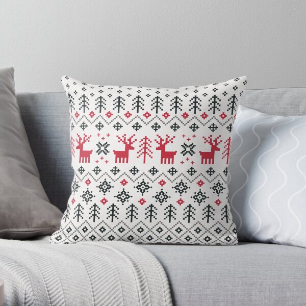 Holiday Sweater Pattern Throw Pillow