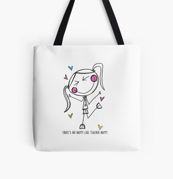 Teacher Happy All Over Print Tote Bag