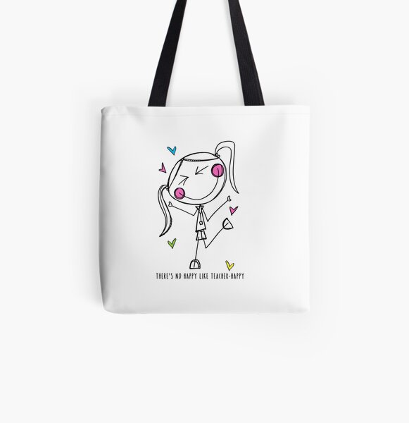 Teacher Happy All Over Print Tote Bag