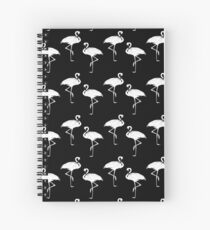 Flamingo Pattern in White on Black Spiral Notebook
