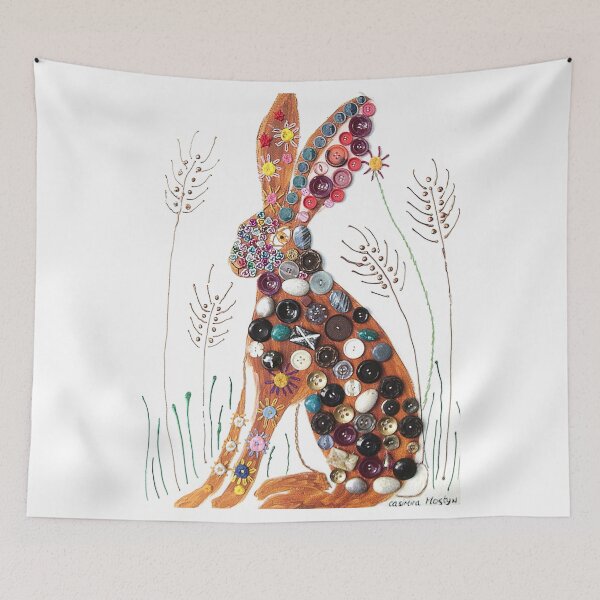 Item preview, Quirky Embroidered Hare among barley designed and sold by Casimirasart.