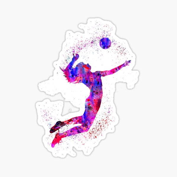 Volleyball girl, watercolor volleyball girl Sticker