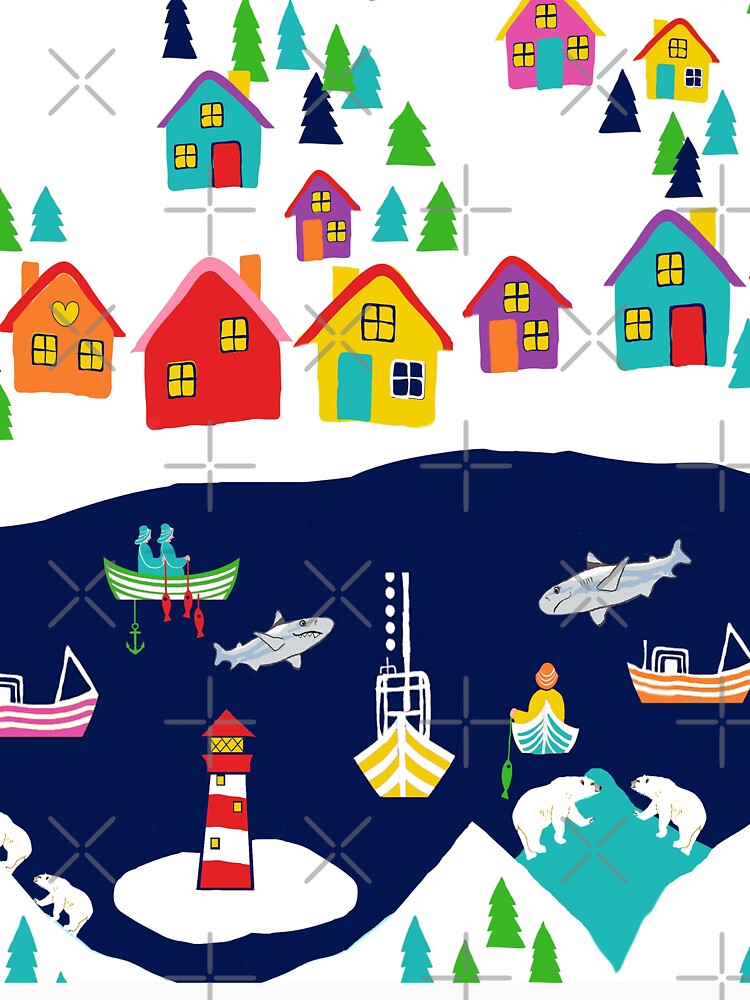 Scandinavian fishing village, nordic rainbow village by MagentaRose
