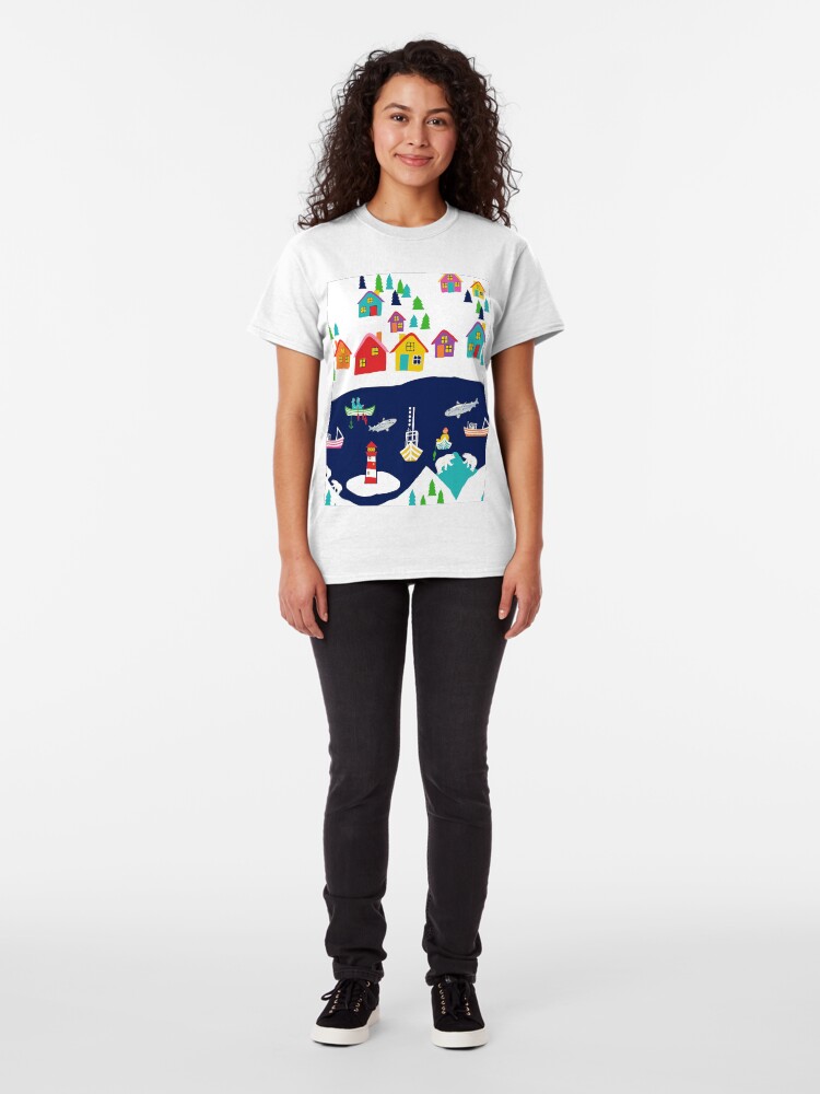 Alternate view of Scandinavian fishing village, nordic rainbow village Classic T-Shirt