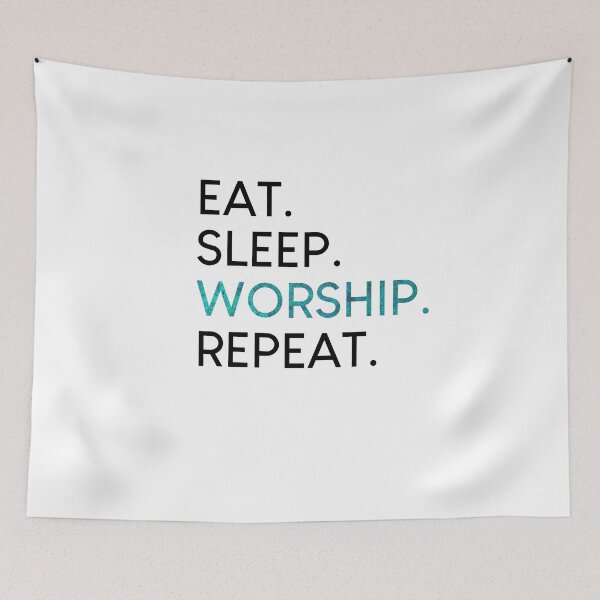 Item preview, Eat Sleep Worship Repeat Christian Musical Shirt designed and sold by beautifulshirts.