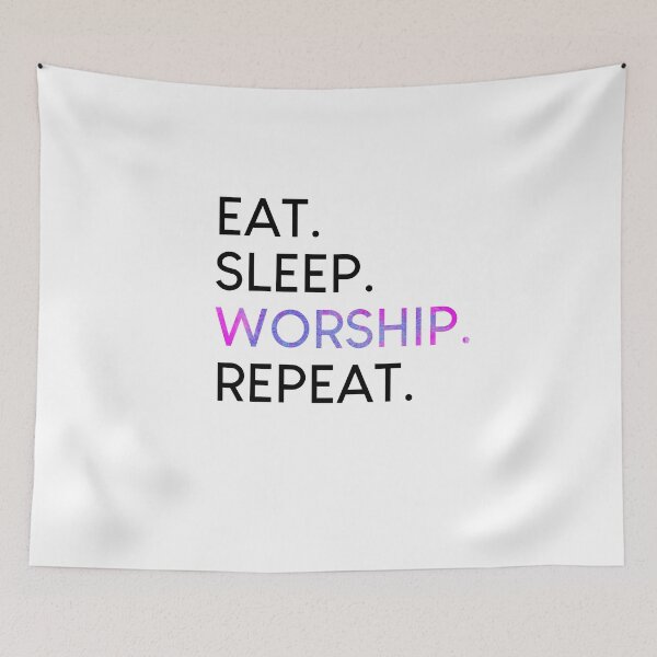 Item preview, Eat Sleep Worship Repeat Christian Musical Shirt designed and sold by beautifulshirts.