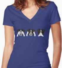 Dog Funny Faces Women's Fitted V-Neck T-Shirt