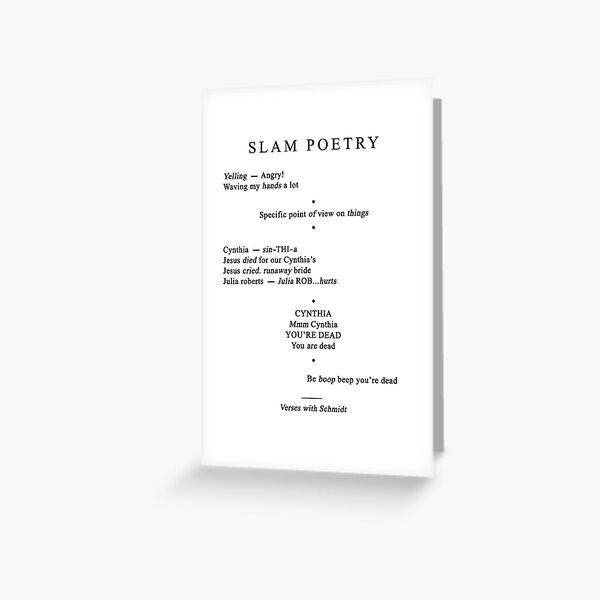"Cynthia Slam Poetry 22 Jump Street" Greeting Card for Sale by emjaynee Redbubble