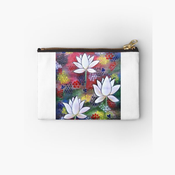 Item preview, Lotus Trio a vibrant abstract waterlillies painting designed and sold by artbymanjiri.
