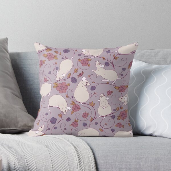 Floral Rat Pink and Purple Throw Pillow