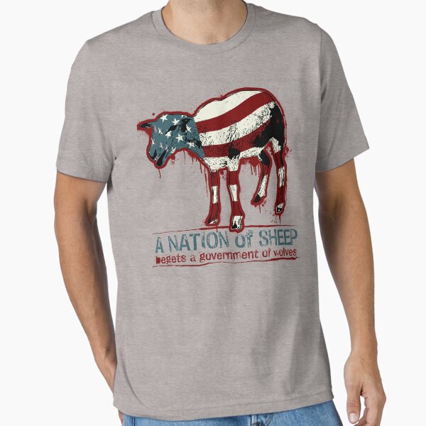 Vista previa del artículo con la obra «Una nación de ovejas», diseñado y vendido por LibertyManiacs.