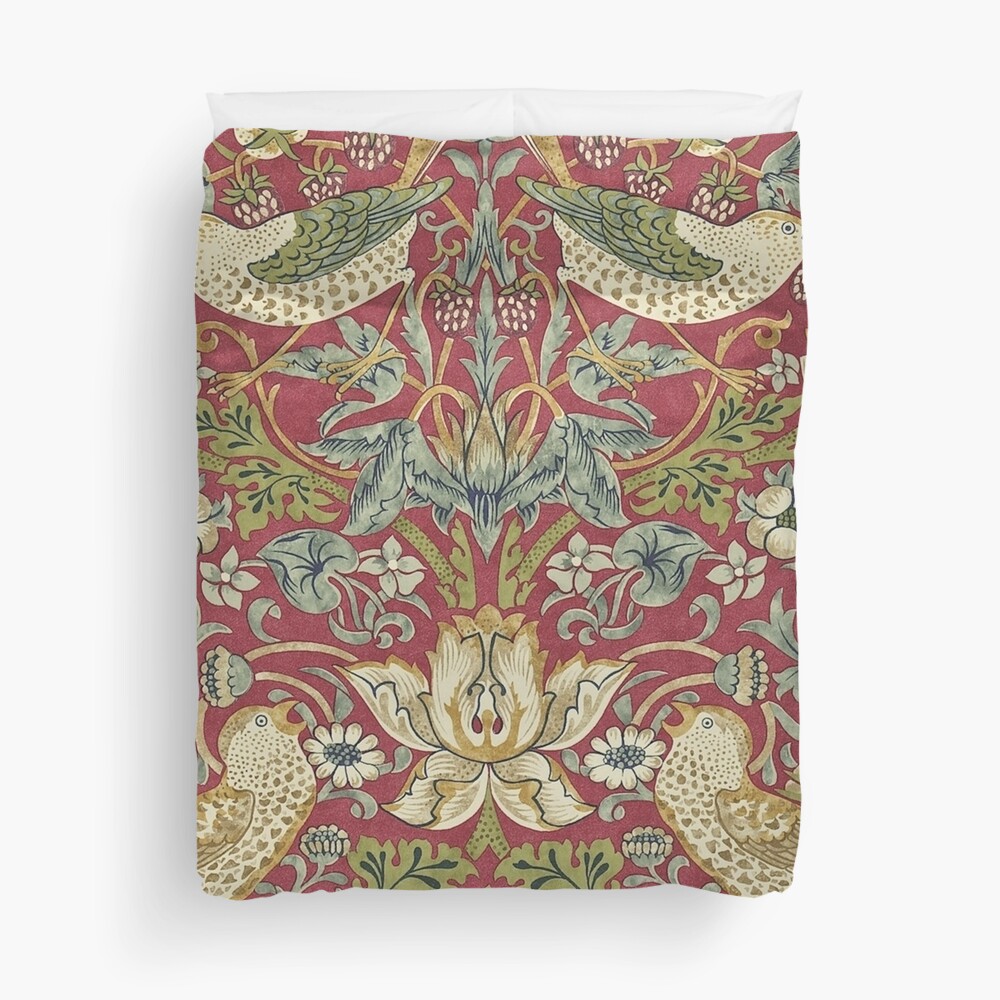 William Morris Strawberry Thief Red Duvet Cover