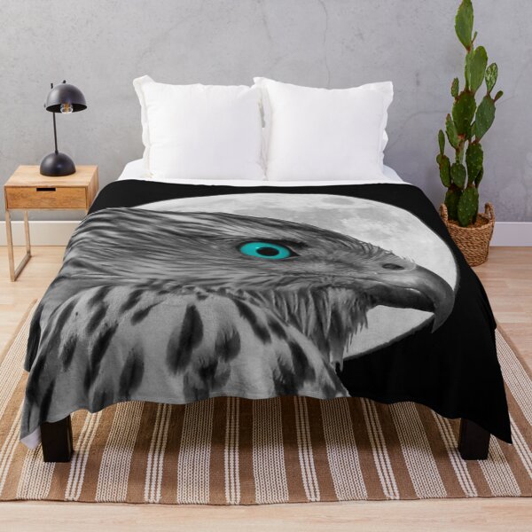 Item preview, Black and White Hawk with Blue Eye Bird Art A290 designed and sold by byNicol.