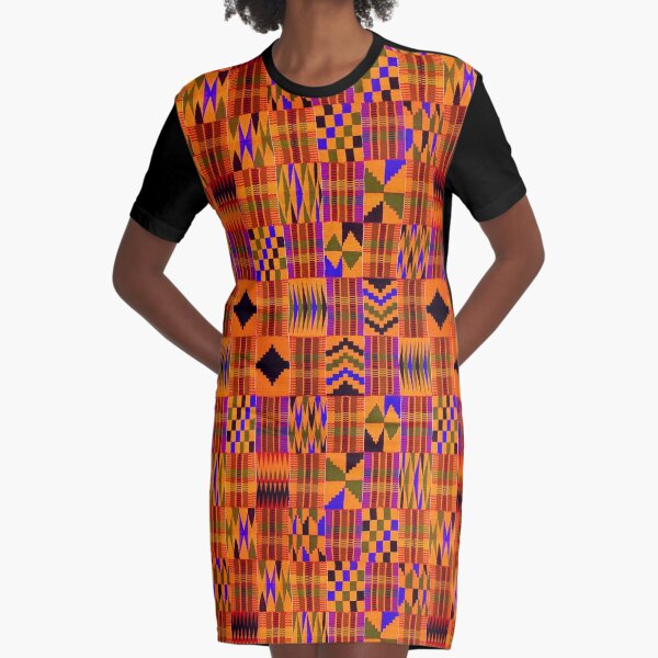 Vista previa del artículo con la obra «Tela Kente // Caqui y rojo anaranjado», diseñado y vendido por TLTextiles.