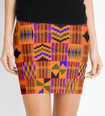 Kente Cloth // Persimmon & Red-Orange Mini Skirt