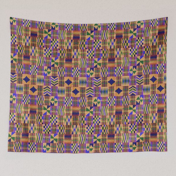 Item preview, Kente Cloth // Anzac Yellow & Persian Blue  designed and sold by TLTextiles.