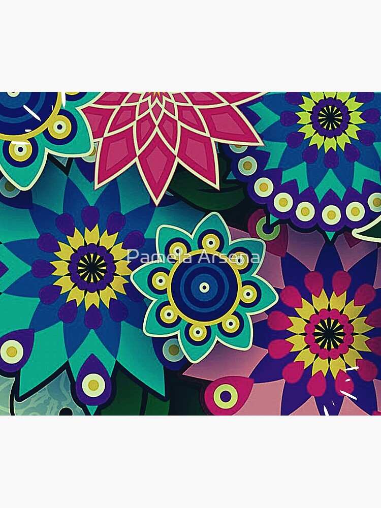 Psychedelic Wildflowers and Kaleidoscopes Print by xpressio