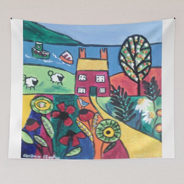 Item preview, Quirky Little Red and Yellow House among quirky fields designed and sold by Casimirasart.