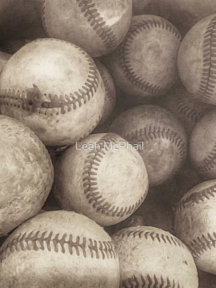 Bucket of Old Baseballs in Sepia by LeahMcPhail