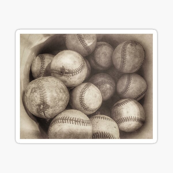 Bucket of Old Baseballs in Sepia Sticker