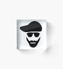 Beard respect respect man male cool sunglasses Acrylic Block