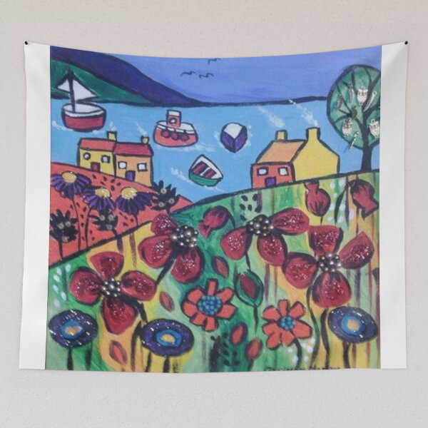 Item preview, Colourful Naive Seascape with lots of Poppies designed and sold by Casimirasart.