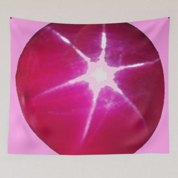 Item preview, RED STAR RUBY CABOCHON GEMSTONE ON PINK  designed and sold by sharlesart.