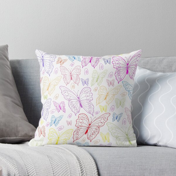 Colourfield of Butterflies Large Motifs Throw Pillow