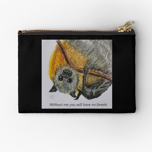 Batzilla- No Bats, No Forests by Wendy Cameron Zipper Pouch