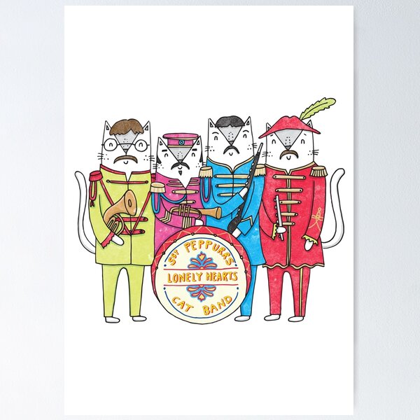 Item preview, Banda de gatos de corazones solitarios de SGT Peppurr designed and sold by KatieRubyMiller.