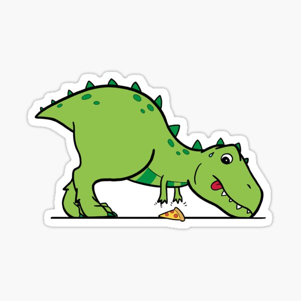 cute t-rex reaching for pizza Sticker