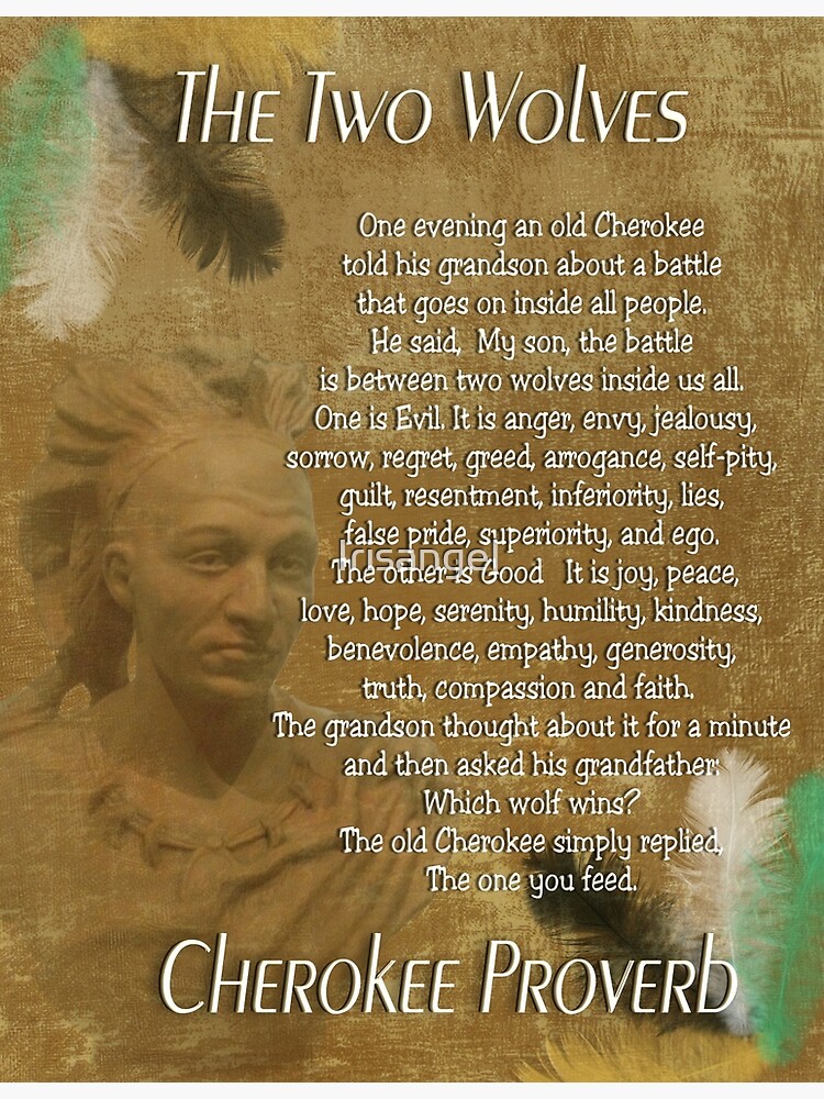 the-two-wolves-cherokee-proverb-poster-by-irisangel-redbubble