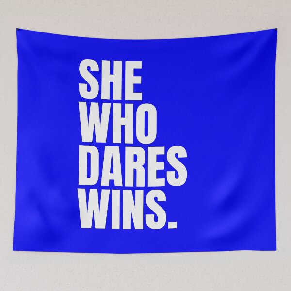 Item preview, She who dares wins bold white text designed and sold by Scoopivich.
