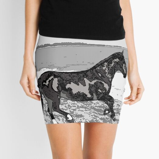 Caballo chileno (Equus ferus caballus) on the beach Mini Skirt