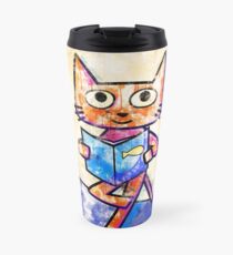 Cat book reading watercolor painted Travel Mug