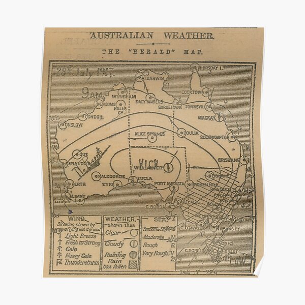 Australian Weather Map 28 July 1917 Poster