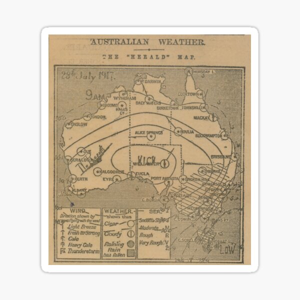 Australian Weather Map 28 July 1917 Sticker
