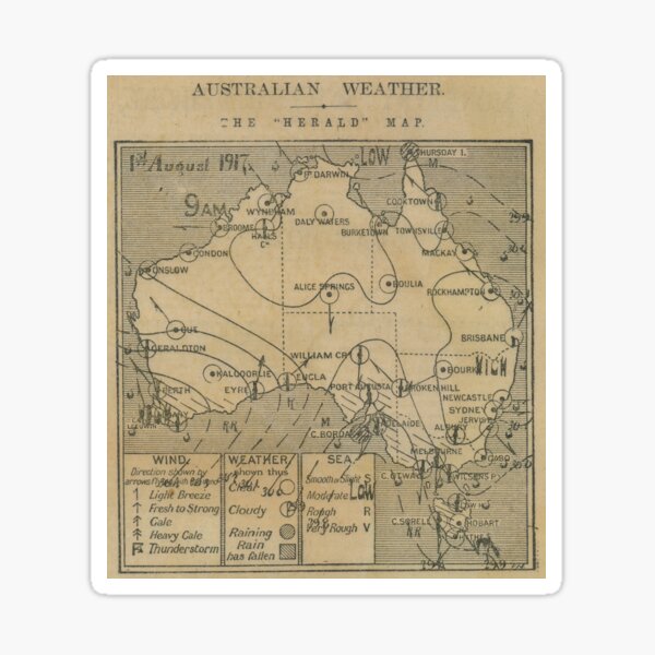 Australian Weather Map 1 August 1917 Sticker