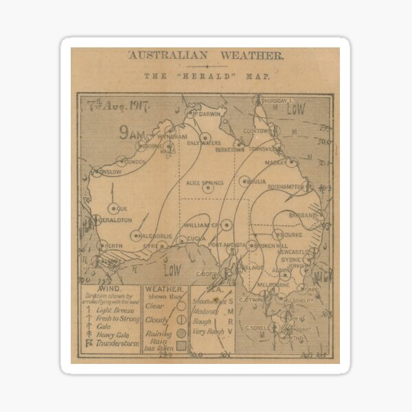 Australian Weather Map 7 August 1917 Sticker