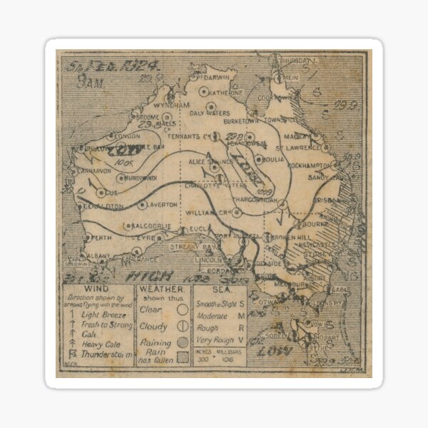 Australian Weather Map 5 February 1924 Sticker