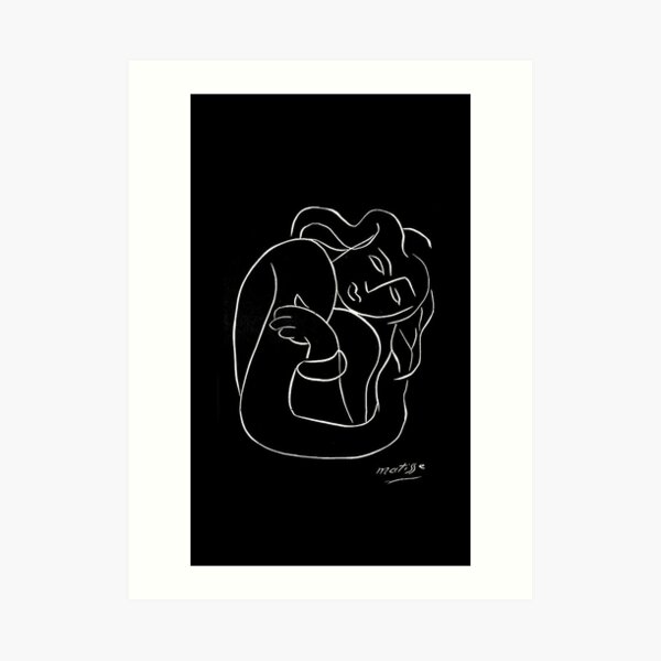 TAHITIAN LADY Vintage Matisse Black and White Painting Print Art Print