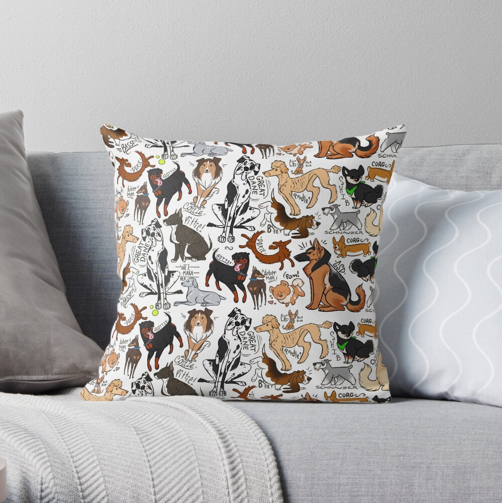 Dogs! Dogs Everywhere! Throw Pillow