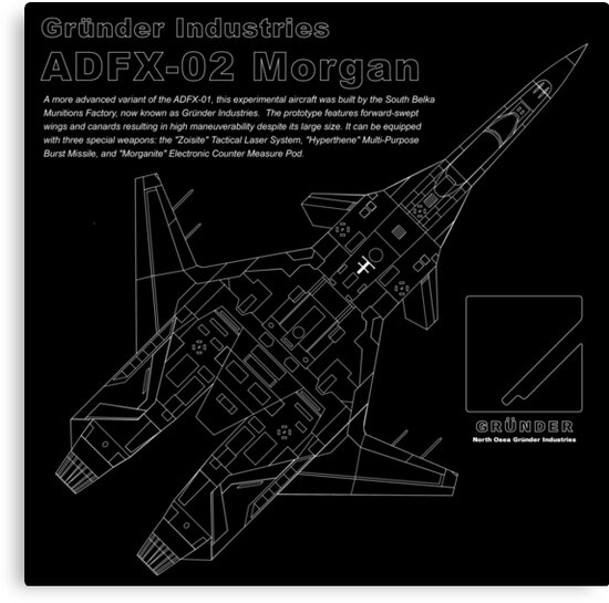 Ace Combat Adfx 02 Morgan Blueprint Canvas Print By Fareast Redbubble