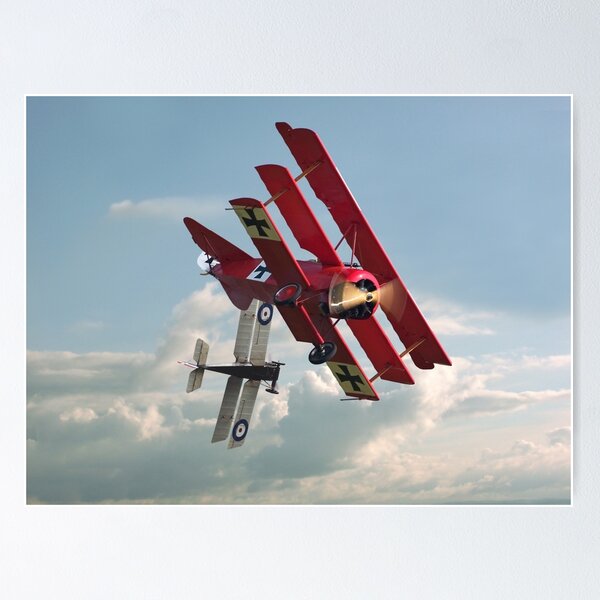 Vista previa del artículo con la obra «Primera Guerra Mundial - Fokker Dr1 - 'One on One'», diseñado y vendido por Pat Speirs.