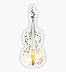 Colorful Violin with Notes Sticker