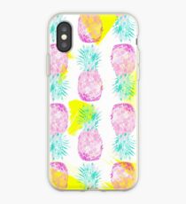 Vinilo o funda para iPhone Tropical pink mint green yellow pineapples pattern