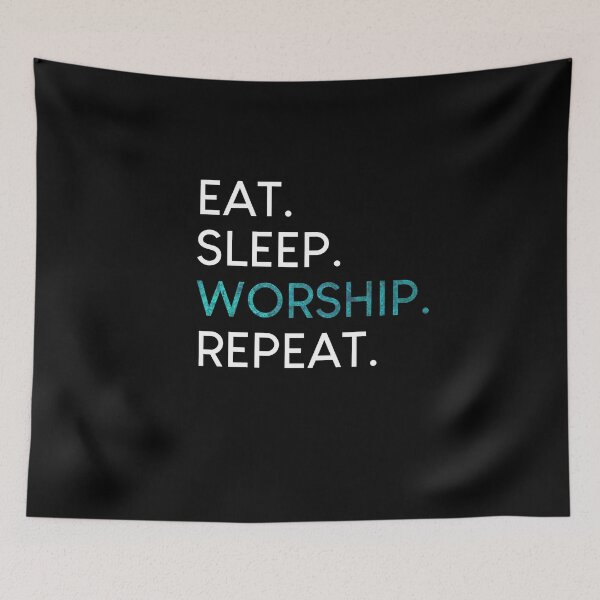 Item preview, Eat Sleep Worship Repeat Christian Musical Shirt designed and sold by beautifulshirts.
