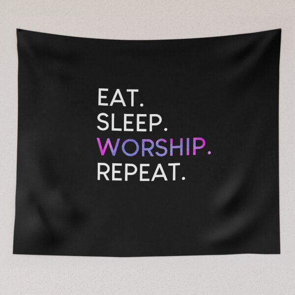 Item preview, Eat Sleep Worship Repeat Christian Musical Shirt designed and sold by beautifulshirts.