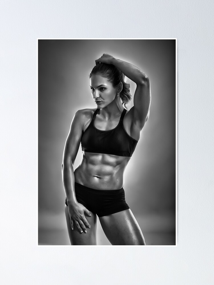 Female Fitness Model Posing On Black Background Fitness Woman