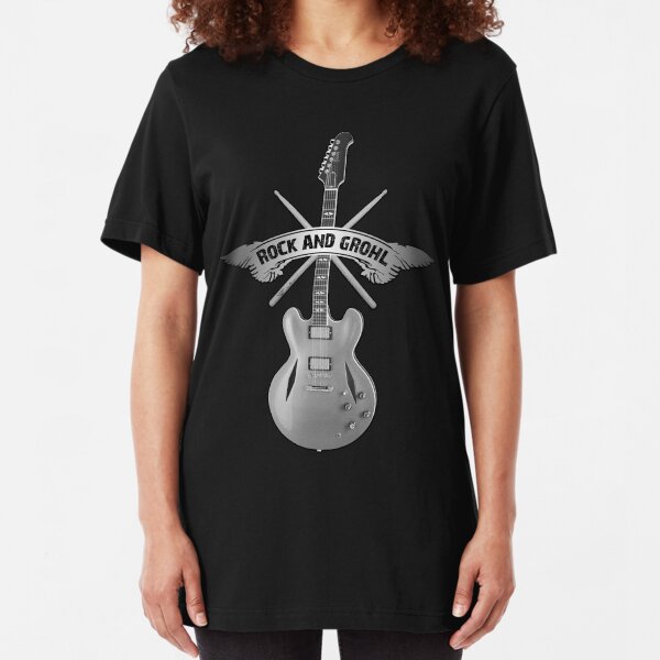 ROCK and GROHL Awesome Drumstick & Guitar ORIGINAL Design! Slim Fit T-Shirt